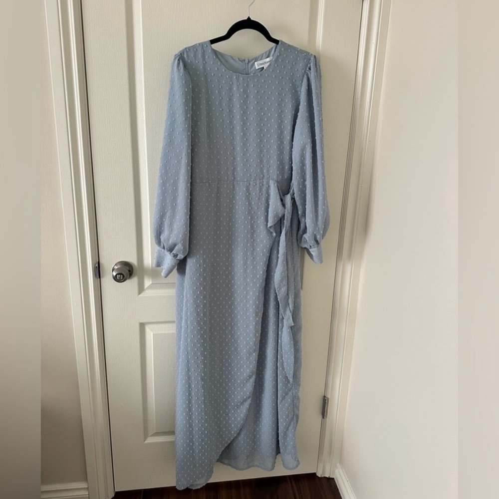 Chic Light Blue Maxi Dress with Tie Detail